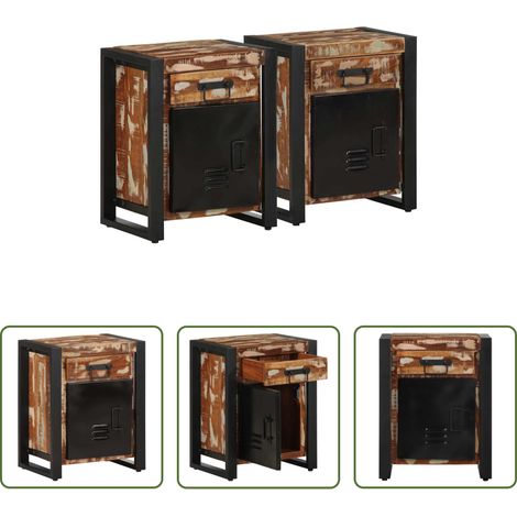 Bois de manguier -  Tables de chevet 2 pcs multicolore bois massif de manguier brut (1/5)