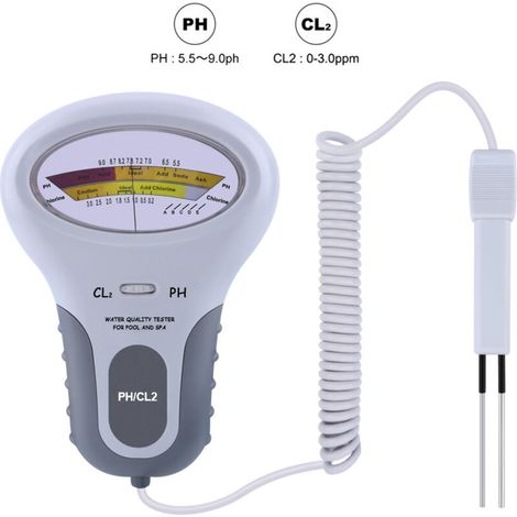 2 en 1 qualité de l'eau PH CL2 testeur de niveau de chlore niveau mètre pour piscine spa qualité de l'eau moniteur moniteur (1/4)