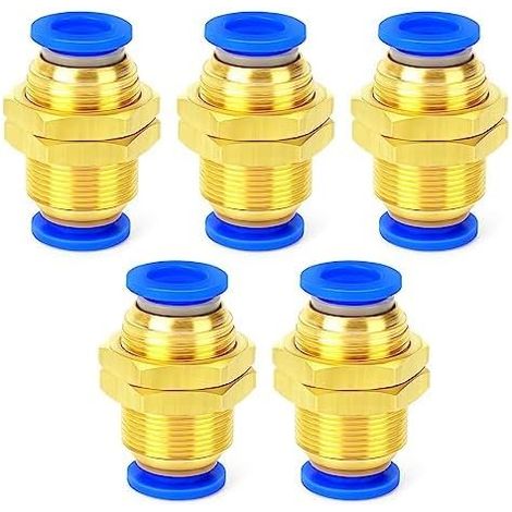 Lot de 5 - Raccord pneumatique - Raccords droits - Dégagement rapide - Pour tuyau 4 mm - Plaque déflectrice - Usage industriel - Laiton et plastique (1/5)
