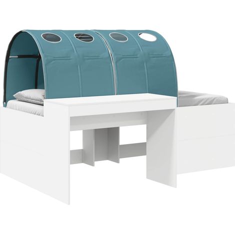 Kids'High Bed Frame with Desk White and Light Blue vidaXL