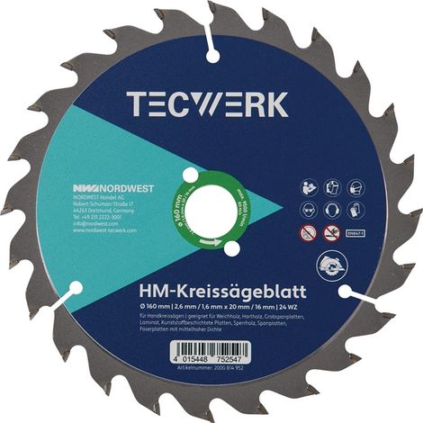 Handkreissägeblatt AD 165mm Z.36 WZ Schnitt-B.1,7mm TECWERK (1/2)