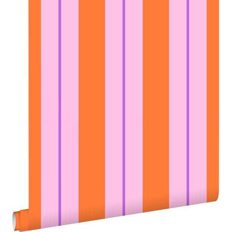 papier peint à rayures orange et rose - ESTAhome (1/5)