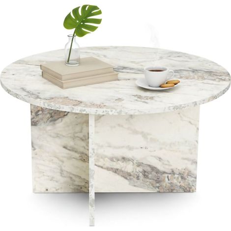 Dmora - Tavolino da salotto Tamlin, Tavolo basso da caffè, Portariviste per divano, Ripiano da soggiorno, 80x80 h45 cm, Marmo