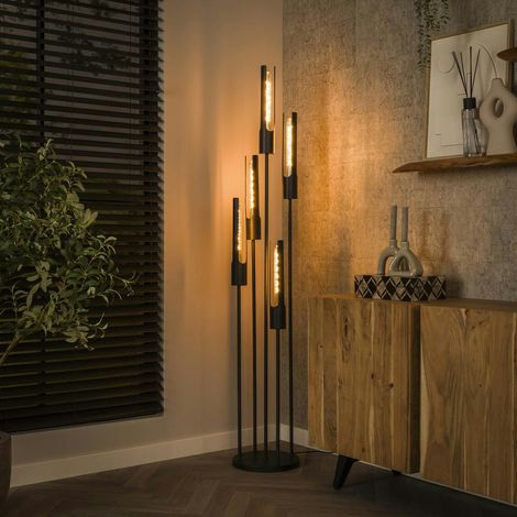 Lampadaire noir avec 5 abat-jour forme tube RALF (1/4)