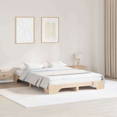 vidaXL Struttura del letto Naturale 160 x 200 cm Pino massello (1/5)