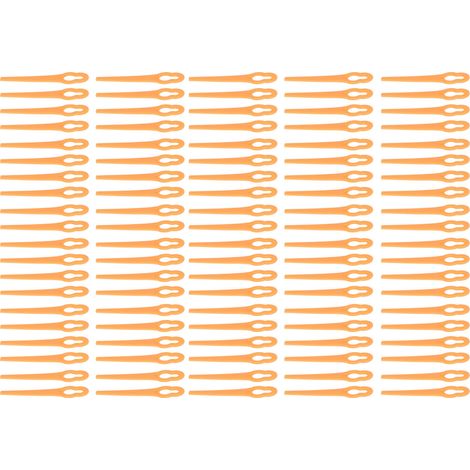 100 cuchillas de plástico para cortar, repuestos para desbrozadoras, herramientas de desbrozadora manual, color naranja. (1/5)