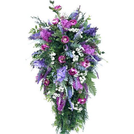 Couronne de Fleurs Artificielles Printemps Été avec Lilas, Jacinthes et Hortensias, Décoration Murale Verte Grand Modèle B (1/5)