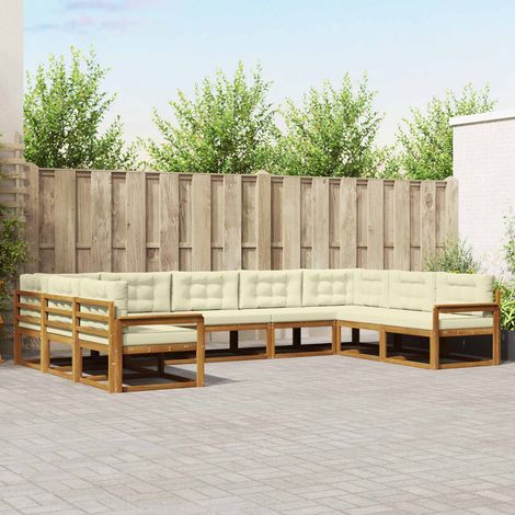 vidaXL Outdoor-Sofagarnitur mit Kissen 9 pcs Natur und Creme (1/5)