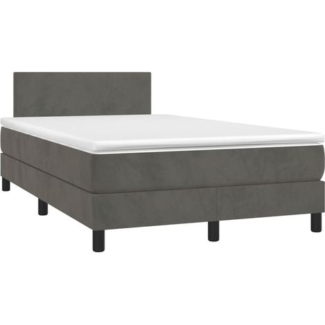 Sommier à lattes de lit avec matelas LED gris foncé 120x190 (1/5)