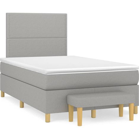 Boxspringbett mit Matratze Hellgrau 120x190 cm Stoff (1/5)