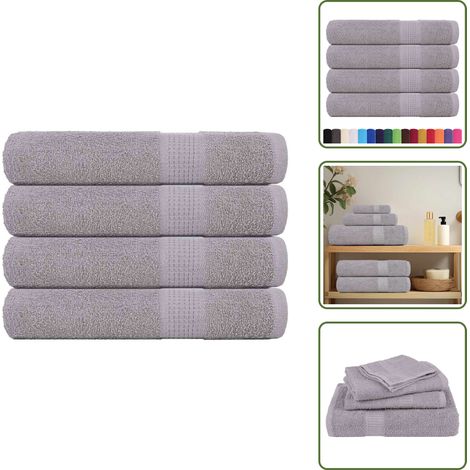 The Living Store Handtücher FROGN 4 Stk. Grau 100x200 cm 360 g/m² - Baumwolle (1/5)