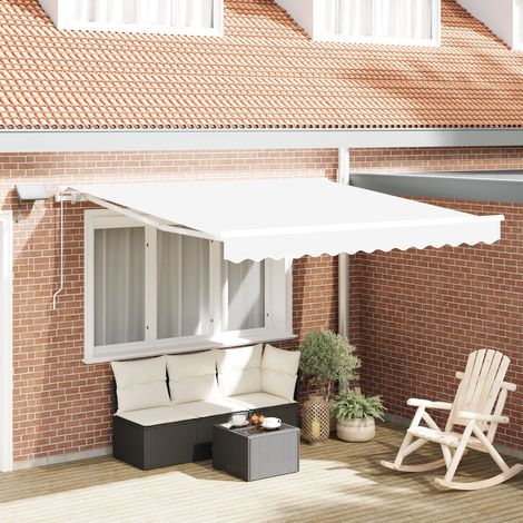 vidaXL Retractable Awning White 350 x 250 cm Fabric and Aluminium (1/5)