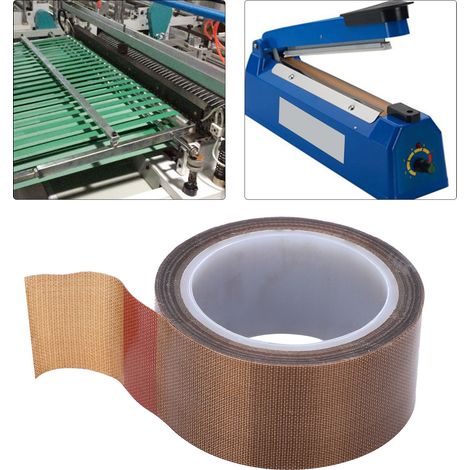 Ruban téflon haute température, tissu téflon haute température thermo-isolant, machine à sceller, ruban isolant résistant à la chaleur, épaisseur 0,13 mm × largeur 19 mm × longueur 10 m (1/5)