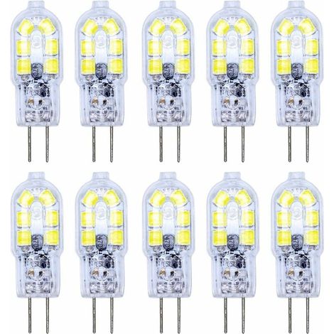 10er-Pack G4 LED-Lampe, 2W LED-Lampe, 12 SMD 2835LEDs, Kaltweiß, hohe Leuchtkraft 120LM, LED-Beleuchtung, AC/DC12V [Energieklasse A+]