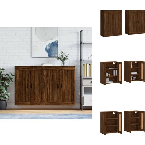 Wandschränke 2 Stk. Braun Eichen-Optik Holzwerkstoff - Wandschrank - Sideboard - Regal - Wohnzimmer Dekoration - Möbel (1/5)
