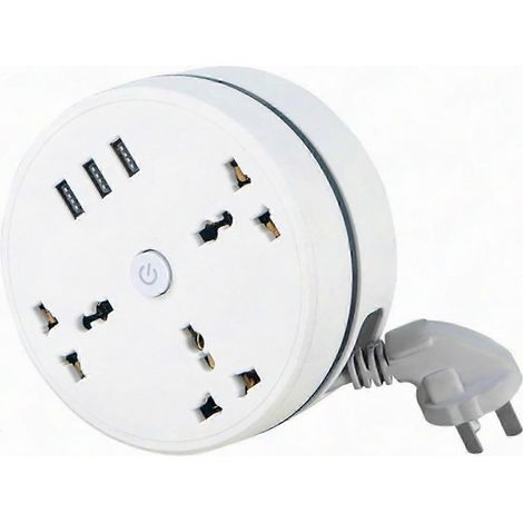 Cette multiprise rétractable est dotée de 3 prises de courant et de 3 ports USB, ainsi que d'un câble de 1,8 mètre (5,9 pieds), ce qui la rend idéale pour la maison, le bureau et les voyages. (1/5)