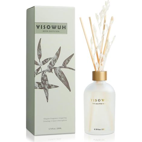 Diffuseur Parfum Maison 200 ML, Parfum Thé au Jasmin Blanc, Diffuseur d’Ambiance Longue Durée avec 8 Bâtonnets Fibre, Idéal pour Salon Chambre Salle de Bain, Cadeau Décoration Intérieure (1/5)