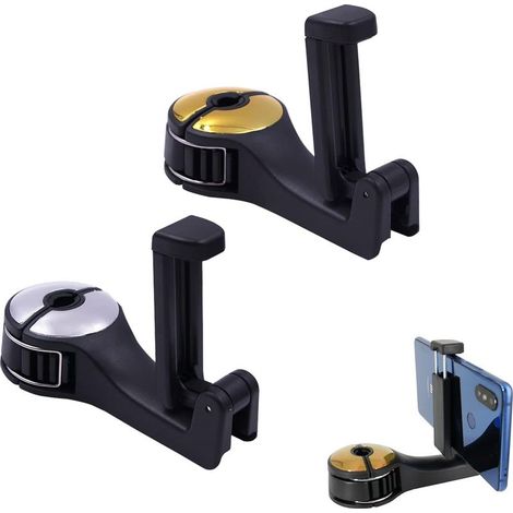 Lot de 2 supports de téléphone pour voiture, crochet pour dossier de siège auto, pour suspendre sacs à main, téléphones portables, petits objets (1/5)