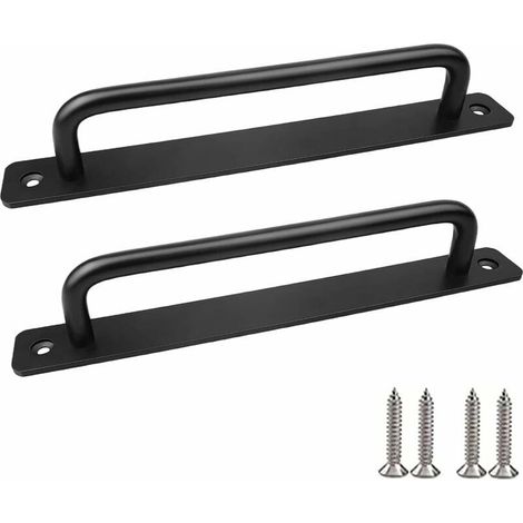 2 Pièces Poignée De Porte De Grange Pour Porte Coulissante Poignée De Porte En Alliage D'Aluminium Avec Vis Poignee Porte Coulissante Noire Mat Poignées De Porte Pour Porte De Placard D'Armoire,e