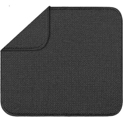 Tapis d'égouttage pour plan de travail de cuisine, set de table, sous-couche lavable pour égouttoir à vaisselle et bols-black (1/5)