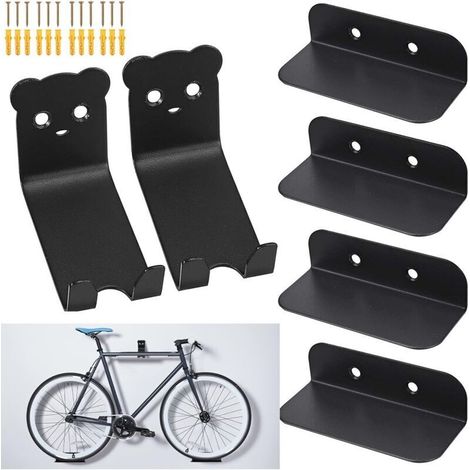 Wall-Mounted Bike Pedal Hook, 6-Piece Bike Wall Mounting Brackets for Bicycles, Wall Storage, Tyre Holder, Black (1/4)