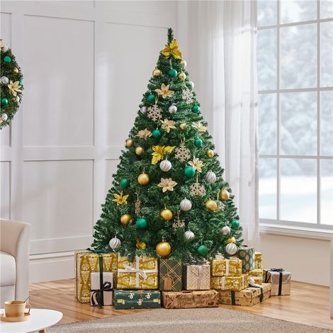 Yaheetech – Sapin de Noël artificiel 183 cm – 598 branches – Support en métal pliable – Aspect réaliste pour décoration festive (1/5)