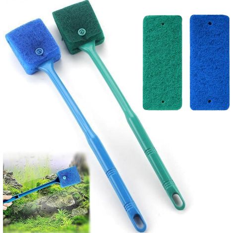 Juego de cepillos de limpieza para acuario, juego de 4 piezas de esponjas y cepillos de limpieza para acuario, esponja de doble cara para acuario, esponja raspadora de algas, esponja de limpieza para  (1/5)