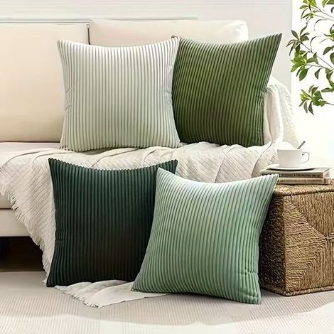 Lot de 4 housses de coussin décoratives - Style bohème champêtre - Décoration intérieure - Convient pour le canapé du salon - 45 x 45 cm - Vert