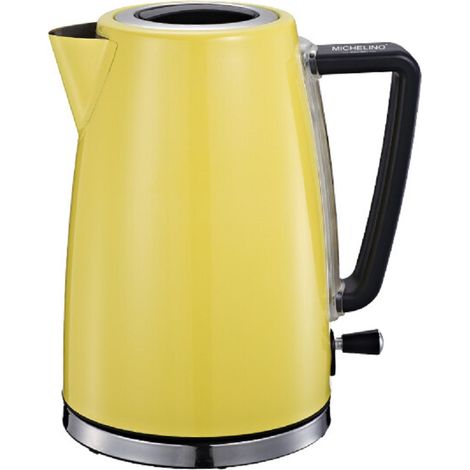 Serie Leonidas Edelstahl Wasserkocher 1,7 Liter 2200 Watt 360 Grad Kontaktsockel Gelb