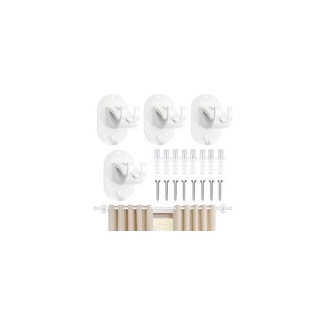 4 Pièces Rideaux Sans Percage Crochet Blanc Sans Percage Crochet pour Fenetre a Clipser Rideau Adhesif Accroche Tringle Sans Percage pour la Maison,la Salle de Bain (1/5)