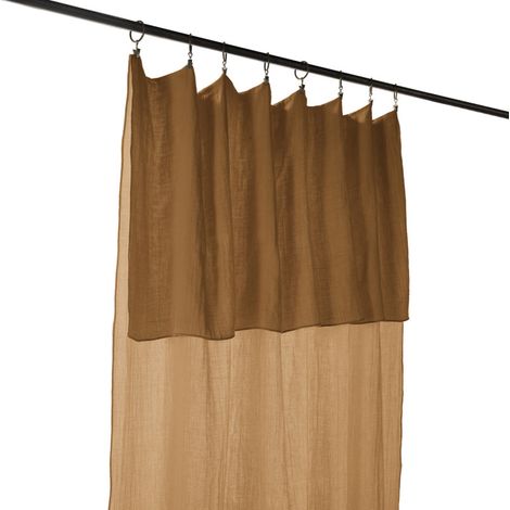 Rideau ajustable 140 x 300 cm en double gaze de coton camel - PEPA (1/5)