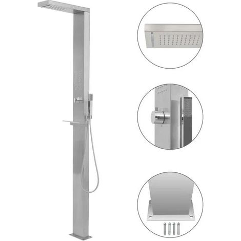 Salle de douche extérieure carrée en acier inoxydable (1/5)