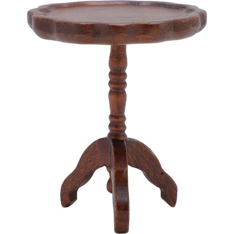Table basse ronde miniature en bois à l'échelle 1/12, meuble miniature pour maison de poupée, modèle de table à manger couleur châtaigne (1/5)