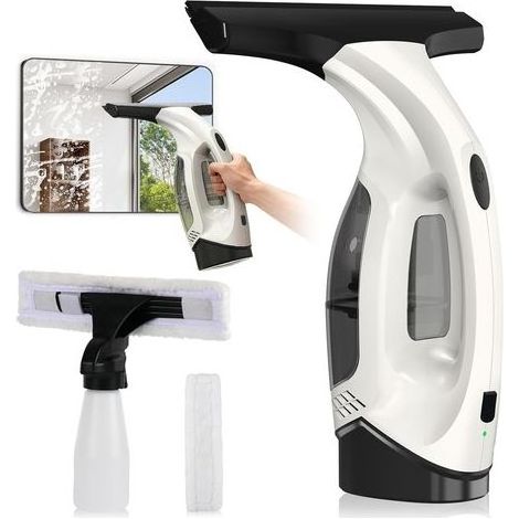 Raclette aspirante sans fil pour vitres,nettoyeur de vitres électrique (2000 Pa) avec batterie 2200 mAh et réservoir de récupération d'eau de 150 ml Kit de nettoyage pour parois de douche,carrelages, (1/5)