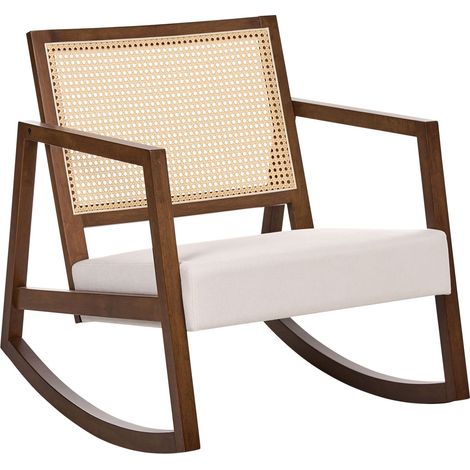 Schaukelsessel LEIDY Holz Braun / Hellbeige