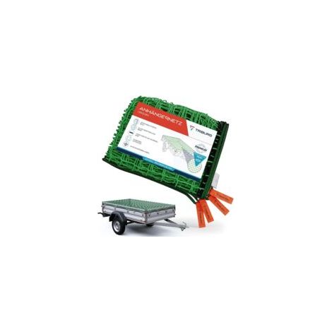 Filet de remorque 1,5x2m (renforcé) avec marquages d'angle - Filet de suspension avec tendeur en caoutchouc pour une sécurité optimale du chargement - Filet de remorque avec corde élastique