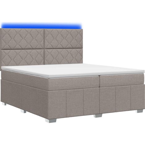 Letto Box Spring LED con Materasso Tortora 200 x 200 cm Tessuto vidaXL (1/5)
