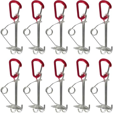 10pcs Deck Anchor Peg with Spring Buckle Hook Tool High Strength Tent Stakes Octopus Rope Tensioner (1/5)