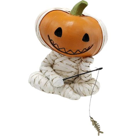 Sculpture unique d'Halloween en résine réaliste bandée figurine citrouille réaliste scène de pêche décoration de fête de la maison figurine de pêche d'Halloween humoristique (1/5)