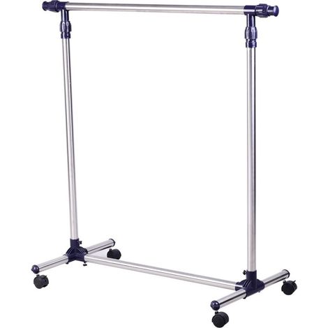Porte-manteau, portant à vêtements sur roulettes, tringle réglable en hauteur et extensible, armoire autoportante pour entrée, acier inoxydable, 86 x 45 x 95 cm (1/5)