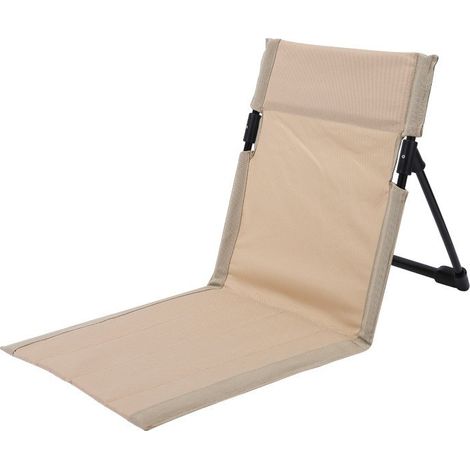 Chaise de plage pliante - Chaise de camping légère - Dossier réglable - Chaise de pêche pliante portable - Tapis de plage extérieur - Blanc cassé (1/5)