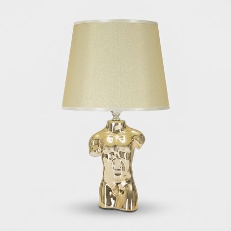Lampe de table en céramique dorée avec abat-jour ø cm 25x42,5 (1/5)
