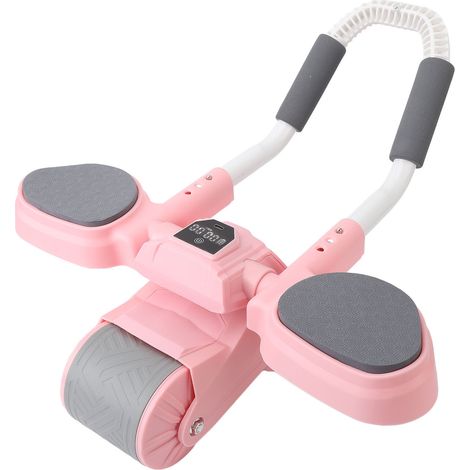 Roue abdominale à rebond automatique, sans fil, rechargeable, avec minuterie intelligente, pour la maison (rose). (1/5)