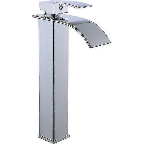 Robinet cascade dorée, robinet de lavabo de luxe à un seul trou, eau chaude et froide, court-Sliver