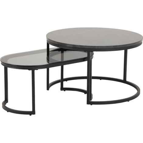 Spiro Couchtisch Set mit 2 stk., Marmor Print.