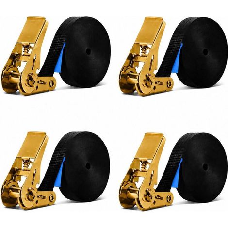 4x sangles d'arrimage avec cliquet 15m, 800kg, polyester, pour transport et sécurisation