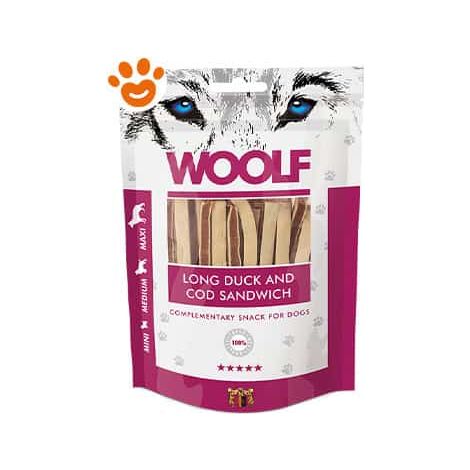 Panino per cani Woolf con anatra e merluzzo 100g