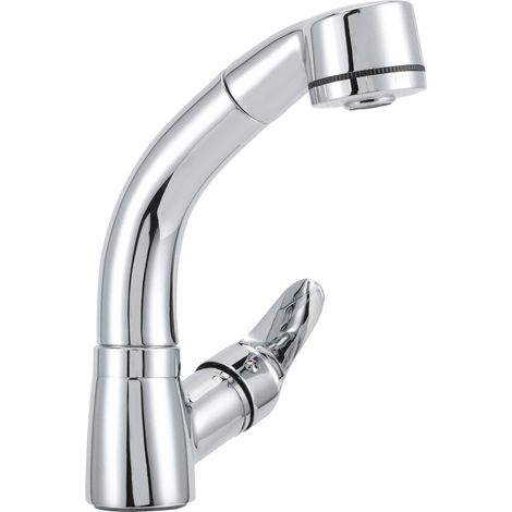 Mitigeur lavabo extractible G1/2, robinet rotatif 360° relevable, eau chaude et froide, pour lavabo salle de bain (1/5)