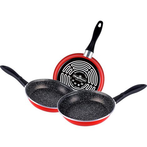 Magefesa K2 Rojo Set 3 Poêles à frire 24-26-28cm, Induction, PIERRE Non Adhérente sans PFOA Rouge (1/5)