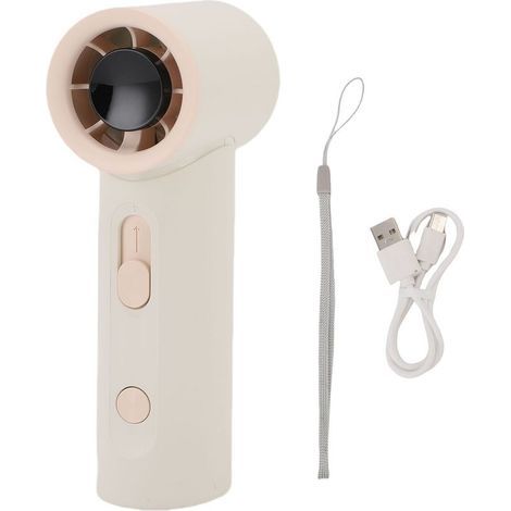 Tragbarer, wiederaufladbarer Ventilator mit 100 stufenlos einstellbaren Geschwindigkeitsstufen, leisem Betrieb, Digitalanzeige, kompaktes Hochleistungsmodell, ideal für Reisen und Strand, Farbe: Weiß (1/5)